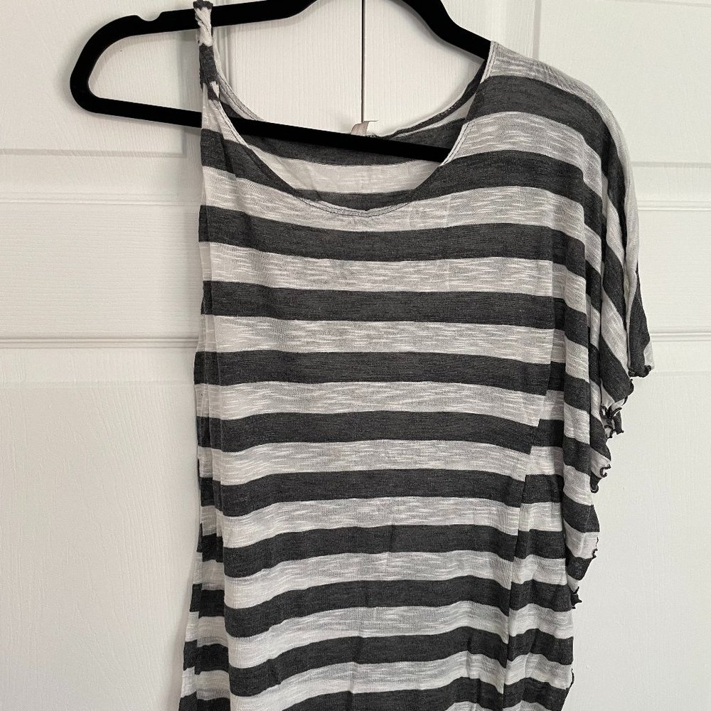 Grey & White Striped Casual Top needs TLC